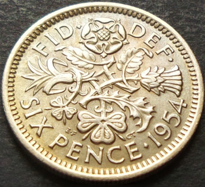 Moneda 6 PENCE - ANGLIA, anul 1954 *cod 3136 foto