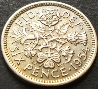 Moneda 6 PENCE - ANGLIA, anul 1954 *cod 3136 foto