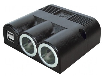 Adaptor Auto Dublu USB și Soclu Brichetă, Negru foto