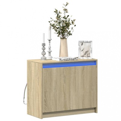 vidaXL Dulap cu LED, stejar sonoma, 72x34x61 cm, lemn prelucrat foto