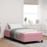 vidaXL Pat boxspring cu saltea cu saltea Roz 100 x 200 cm Catifea