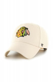 47brand șapcă din amestec de l&acirc;nă NHL Chicago Blackhawks culoarea bej, cu imprimeu H-MVPSP04WBP-NTB, 47 Brand