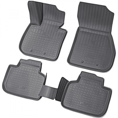 Set de 5 covorase cauciuc 3D stil tavita premium pentru BMW X1 F48 din 2015 foto