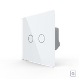Cumpara ieftin Intrerupator dublu cu variator touch Livolo din sticla alba, serie noua