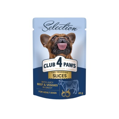 Club 4 Paws Premium Plus Selection Hrana pentru caini adulti de talie mica -Bucati de vita si legume in sos,12x85g foto