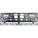 Set 2 bucati, suport numar inmatriculare Skoda Classic Green, Autohelix MSA