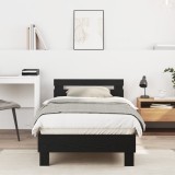 vidaXL Pat Single din Stejar Negru - 90 x 200 cm, din lemn prelucrat.