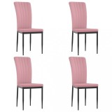 Cumpara ieftin Scaune de bucatarie, 4 buc., roz, catifea
