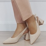 Pantofi bej cu model tricotat H8-1167 01