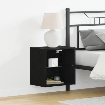 vidaXL Raft suspendat 2 pcs Negru 40 x 28.5 x 40 cm Lemn compozit foto