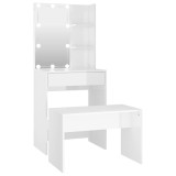 Cumpara ieftin Set masuta de toaleta cu LED, alb extralucios, lemn prelucrat