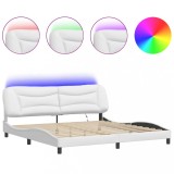 Cumpara ieftin Cadru de pat cu LED fara saltea, Hvar, alb, 200x200 cm