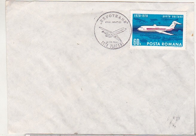 bnk fil Plic stampila ocazionala Expotrans Ziua Aviatiei Plopeni 1985