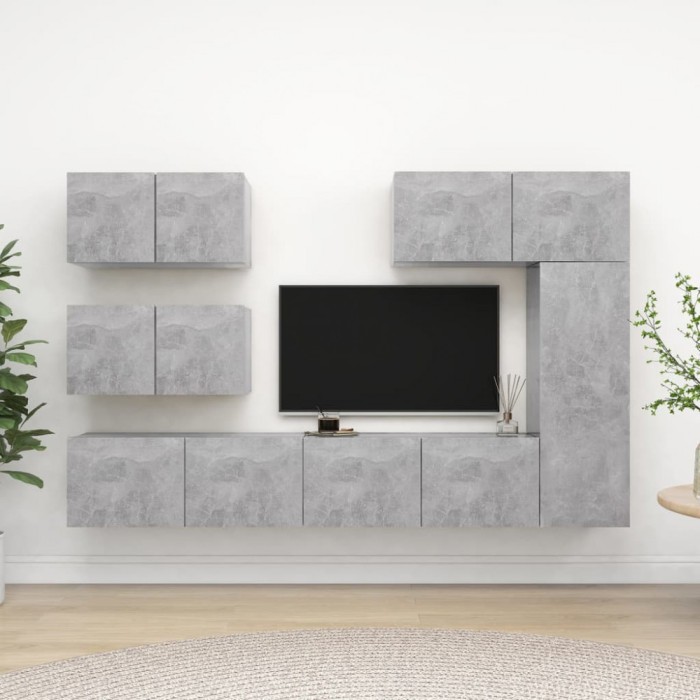 vidaXL Set dulapuri TV, 6 piese, gri beton, PAL