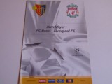 Foaie de meci fotbal FC BASEL-FC LIVERPOOL(Champions League 12.11.2002)