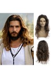 Perrucă sintetică pentru bărbați, maro, cu bucle lungi și ondulate &ndash; pentru petreceri, Halloween și cosplay, Oem
