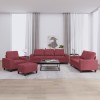 Set de canapea, 4 piese, roșu vin, material textil