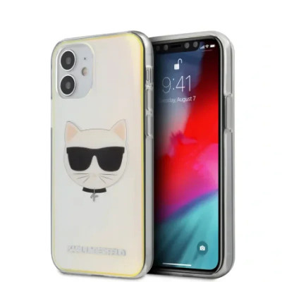 Husa Cover Karl Lagerfeld TPU Choupette Head Iridescente pentru iPhone 12 Mini Clear foto