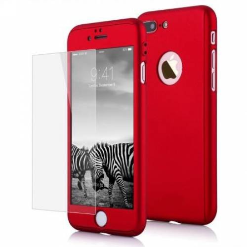 Husa pentru Apple iPhone 6+ Rosu acoperire completa 360 grade cu folie de sticla gratis