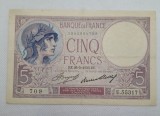 5 franci 1933 Franta Violet, 5 francs 1933, seria E.55317 709, stare foarte bună