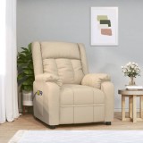 VidaXL Fotoliu de masaj electric rabatabil, crem, textil