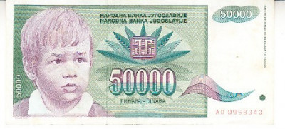 M1 - Bancnota foarte veche - Fosta Iugoslavia - 50000 dinarI - 1992 foto