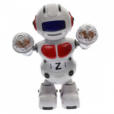 Robot de jucarie cu luminite si sunete, merge si danseaza, alb - 58646 foto