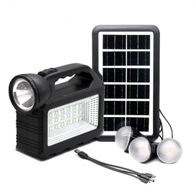 Kit solar lanterna LED cu panou solar 3 becuri incarcare telefon foto