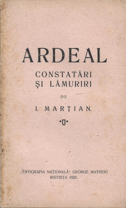 C9122N Ardeal, constatări și lămuriri de Iulian Marțian, 1925, Bistrița