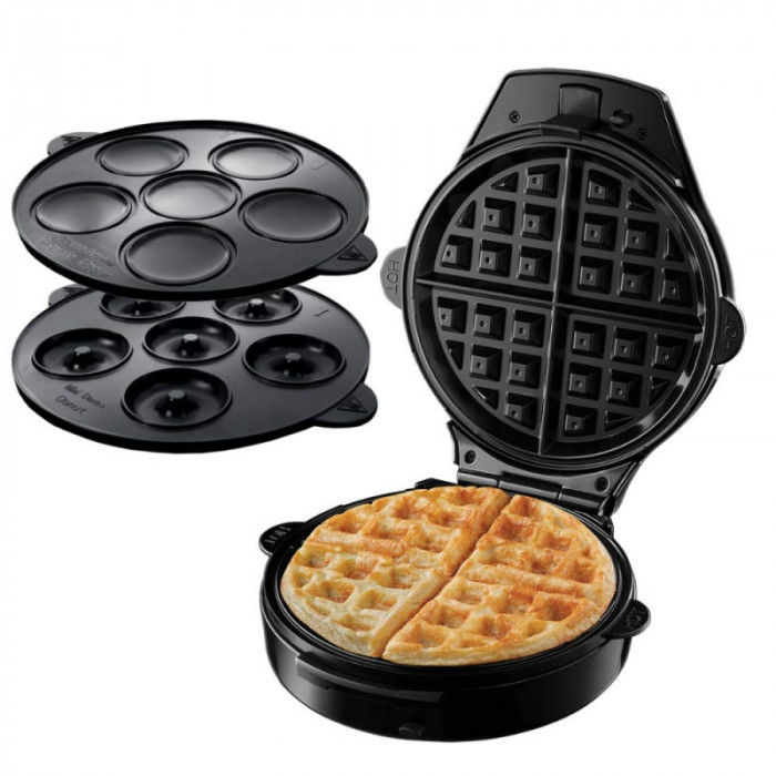 Waffle 3in1 Russell Hobbs Fiesta 24620-56, 900w, Plăci antiaderente, Capac autoblocant, Bordeaux/negru