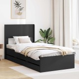 Cumpara ieftin Cadru de pat cu depozitare si tablie Negru 75 x 190 cm