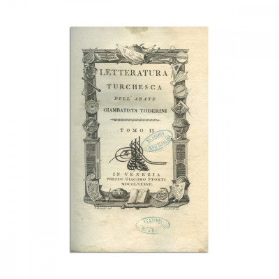 Giambatista Toderini, Letteratura turchesca dell&amp;#039;abate, 3 tomuri, 1787, cu ex-libris A. Papiu-Ilarian - D foto