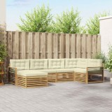 vidaXL Set de canapele de exterior 6 pcs Alb și crem Poliester 3390775
