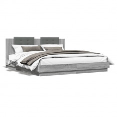 vidaXL Cadru de pat cu tăblie gri sonoma 180x200 cm lemn prelucrat