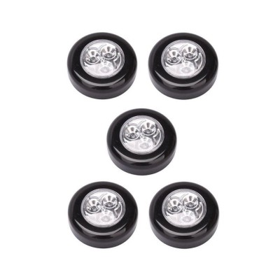 Set 5x Lampa universala autoadeziva cu 3 LED-uri, utilizare baterii de tip AAA - Negru foto