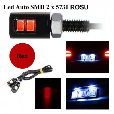 Set leduri auto, multifunctionale, 12mm, led smd, Rosu foto