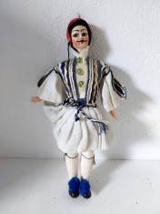 Papusa etno costum popular traditional grecesc barbatesc, handmade, vintage