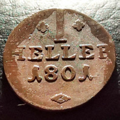 GERMANIA - HESSEN - KASSEL - 1 Heller 1801 - stare foarte buna - cupru
