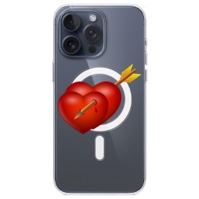 Husa personalizata apple iphone 15 pro, magsafe, hearts with arrow