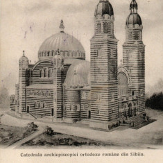 CARTE POSTALA Catedrala archiepiscopiei ortodoxe romane din Sibiu 1920 timbru