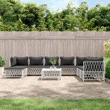 vidaXL Set mobilier de grădină cu perne, 9 piese, alb, oțel 3186914