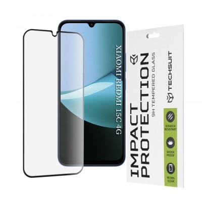 Folie de protectie Ecran Techsuit pentru Xiaomi Redmi 15C 5G / 15C 4G, Sticla Securizata, Full Glue, 111D, Neagra foto