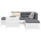 Gossi set canapea de gradina, 6 piese, alb, lemn masiv pin
