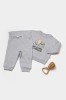 Set hanorac si pantaloni, Two thread, 100%bumbac organic - Gri, BabyCosy (Marime: 6-9 luni)