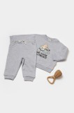 Set hanorac si pantaloni, Two thread, 100%bumbac organic - Gri, BabyCosy (Marime: 6-9 luni)