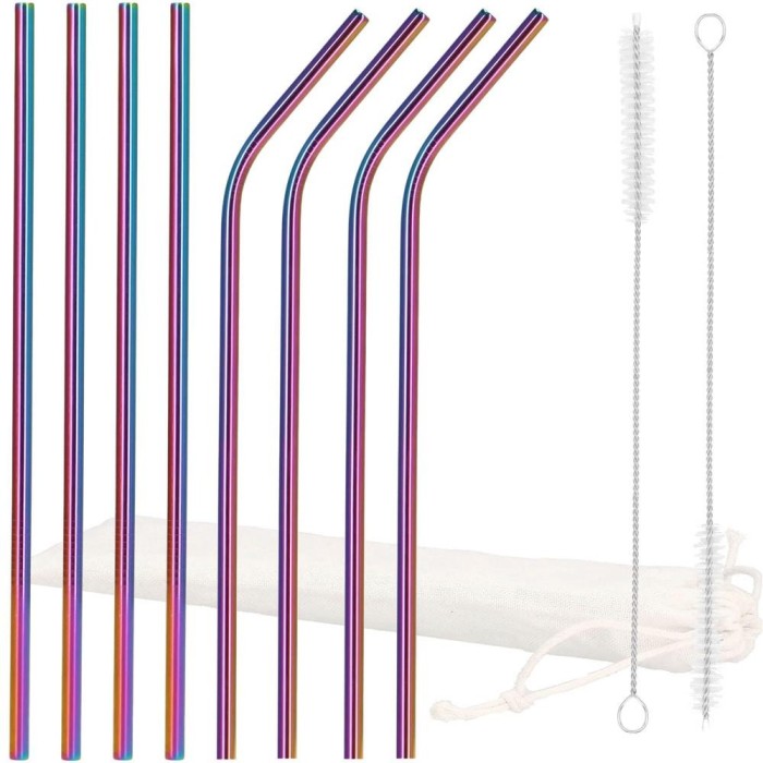 Set 8 paie metalice multicolor (holo), reutilizabile, cu husa depozitare si perii curatat, 215x6 mm Household NewTrend