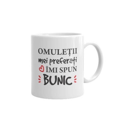Cana alba personalizata Omuletii mei preferati imi spun Bunic, INOVATIX&amp;reg;. 330ml foto