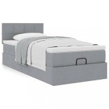 Gossi cadru pat otoman cu saltea tesatura gri deschis 100x200cm