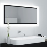 VidaXL Oglindă de baie cu LED, negru, 100x8,5x37 cm, PAL