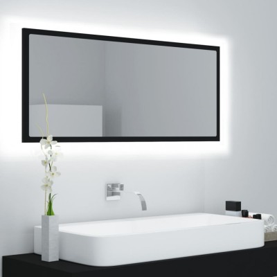 vidaXL Oglindă de baie cu LED, negru, 100x8,5x37 cm, acril foto